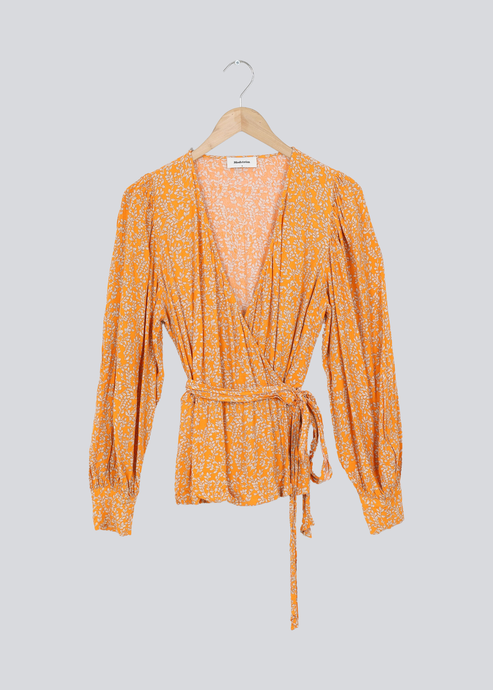 ModströM Preloved Corinnamd Print Top - Vibrant Orange Flower Leaf