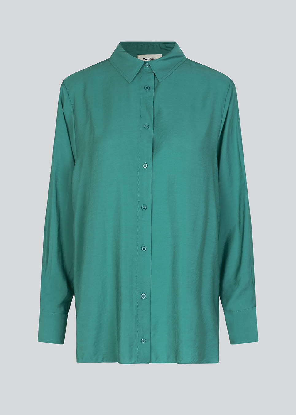 Løs skjorte i grøn med en afslappet pasform i materiale af EcoVero viskose. ChristopherMD shirt har krave, lange ærmer med machet og lukkes med knapper.
