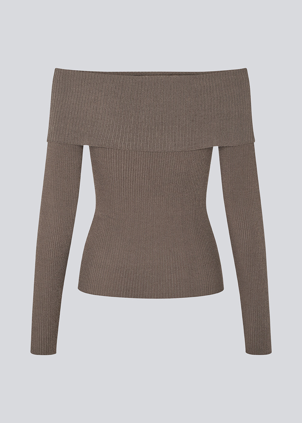 Ribstrikket top i stretchy kvalitet. GaryMD top har en tætsiddende facon med lange ærmer og off shoulder udskæring med ombukket detalje.
