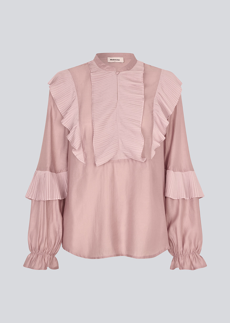 Langærmet bluse i farven "Fragrant Lilac" med flæsedetaljer og en åbning fortil. Phungmd shirt har en løs pasform og løse ærmer med elastik. 