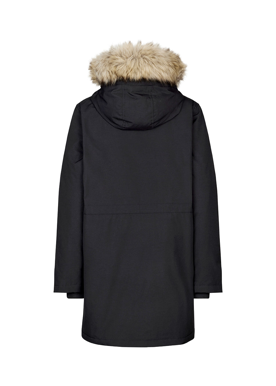 Teknisk jakke med for af dun. BaseMD jacket har justerbar hætte med kunstpels, store, påsyede forlommer og paspoleret brystlomme, samt lange ærmer med ribkant inderst.