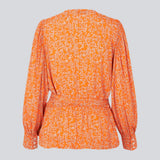 CorinnaMD print top - Vibrant Orange Flower Leaf