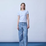 Jeans med vide ben og jacquard mønster. Newlandmd pants har mellemhøj talje, lynlåsgylp og for- og baglommer. Modellen er 175 cm og har en str S/36 &nbsp;på.