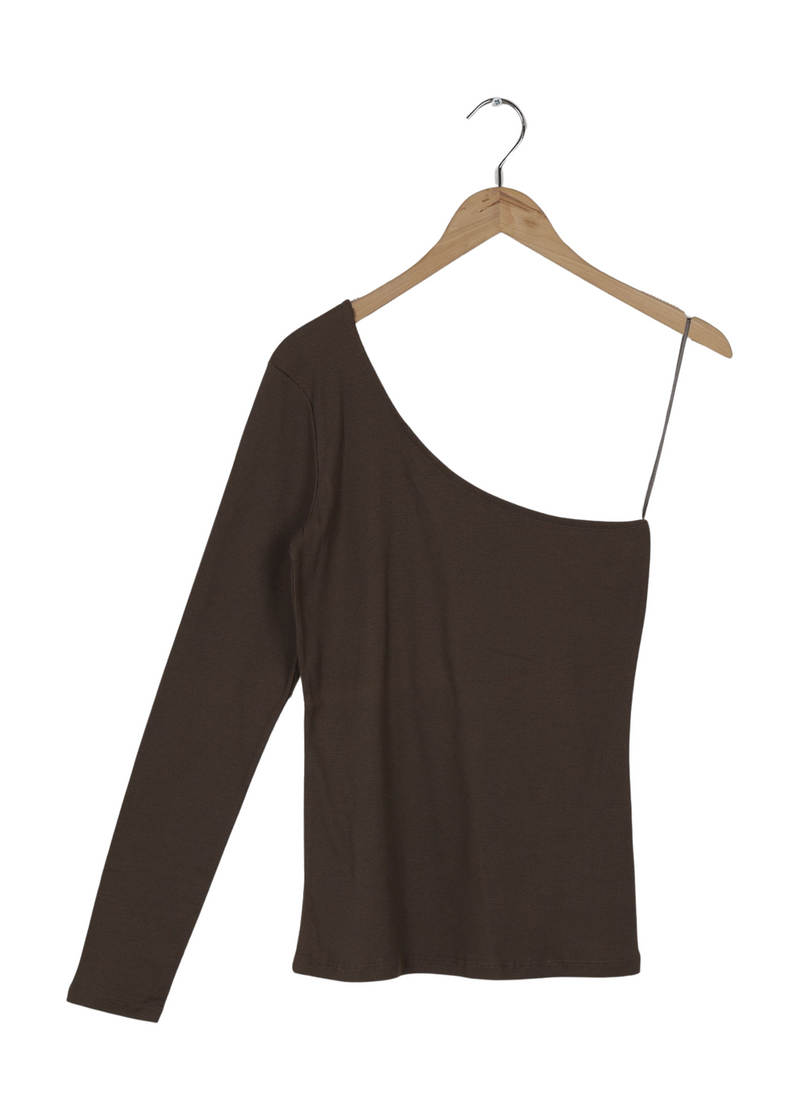 Modström Preloved IgorMD one shoulder LS top - Espresso