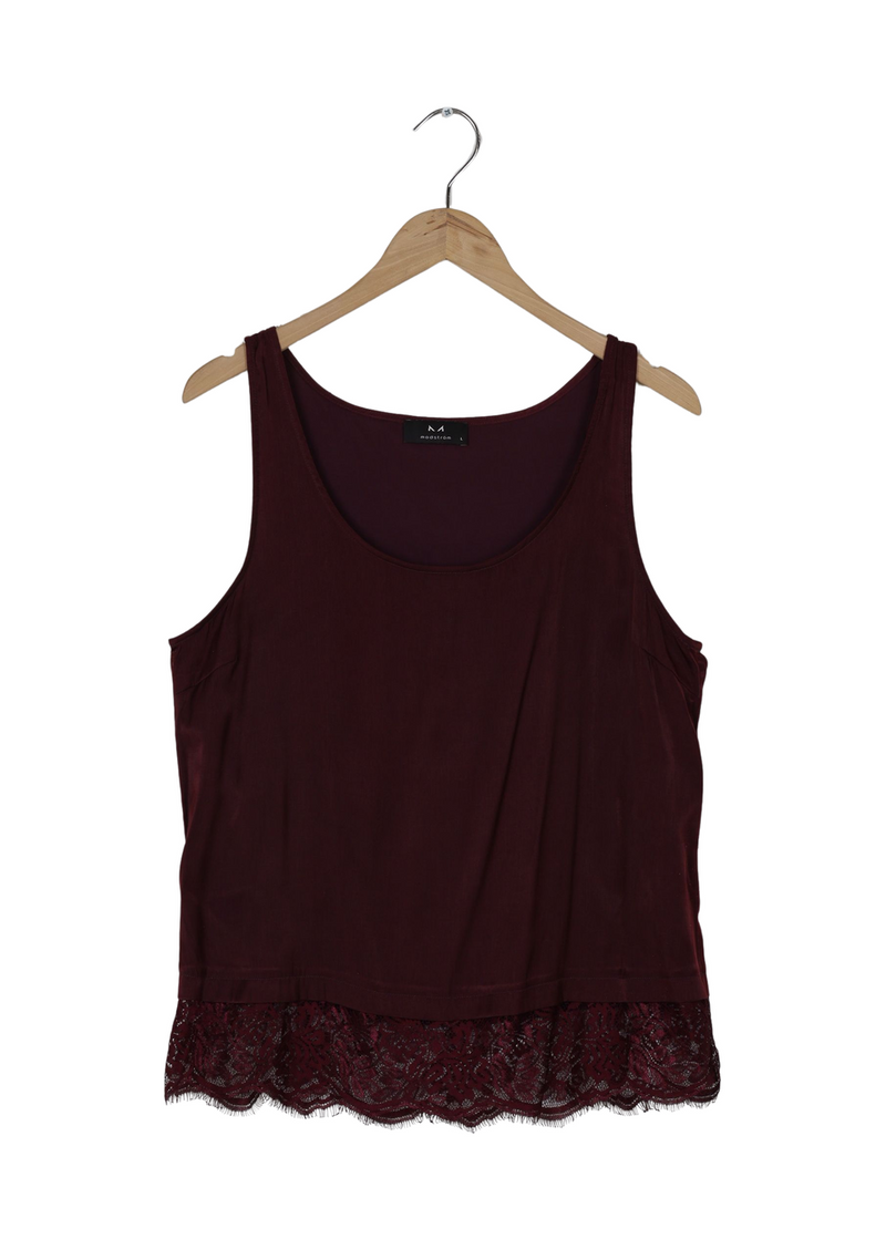 Modström Preloved Mørkerød top - Mørkerød