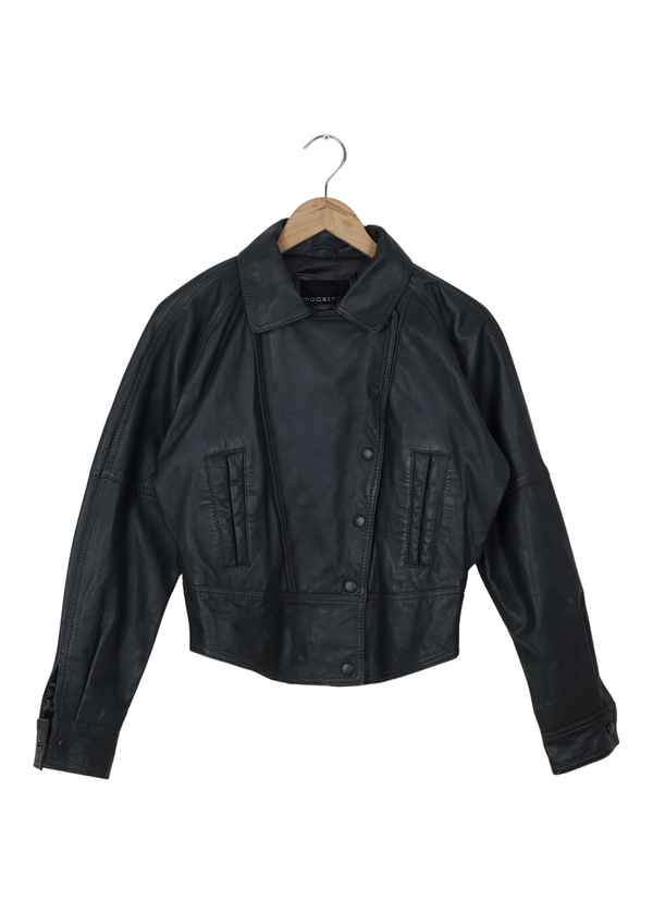 Modström Preloved Sort læderjakke - BLACK