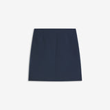 Klassisk A-formet nederdel i mørkeblå i kort længde. GaleMD skirt har et simpelt design med skjult lynlås i sidesømmen og slids foran.