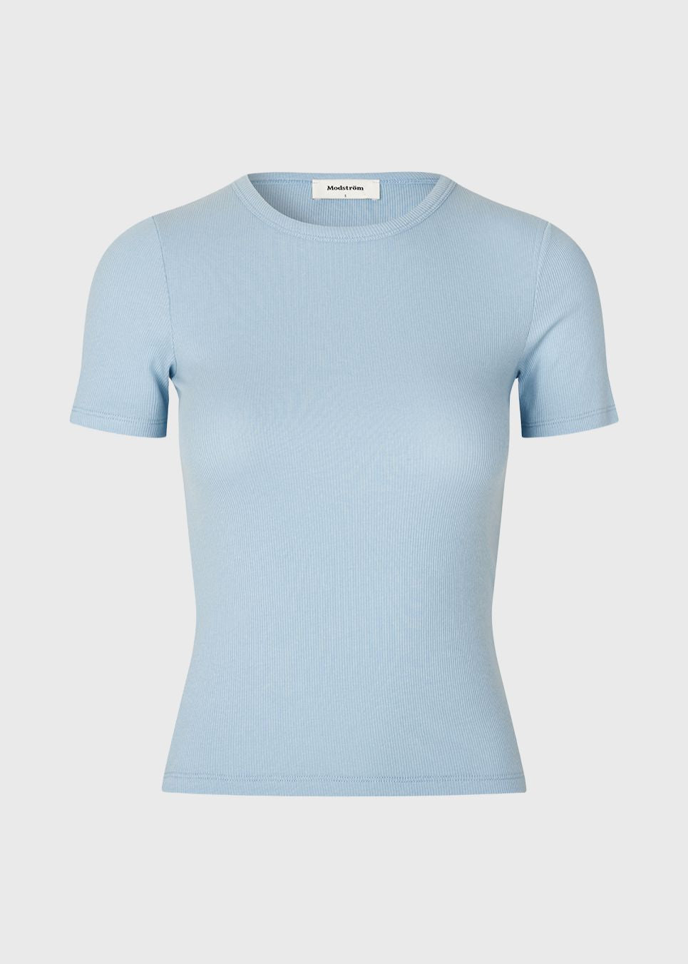 Lækker basic t-shirt i lyseblå i en blød bomuldsrib med stretch. Igormd short t-shirt har en tætsiddende pasform med korte ærmer.