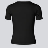 Lækker sort basic t-shirt i en blød bomuldsrib med stretch. Igormd short t-shirt har en tætsiddende pasform med korte ærmer.&nbsp;