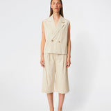 Galemd linen long shorts - Beige melange