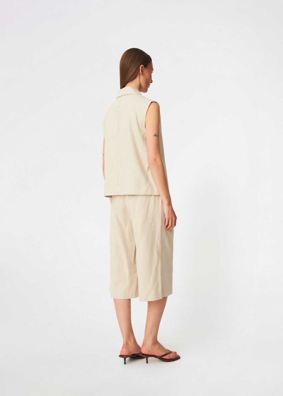 Galemd linen long shorts - Beige melange