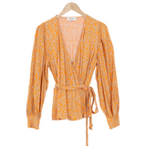 Modström Preloved CorinnaMD print top - Vibrant Orange Flower Leaf
