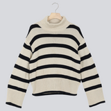 Modström Preloved CorbinMD stripe t-neck - Black Summer Sand Stripe