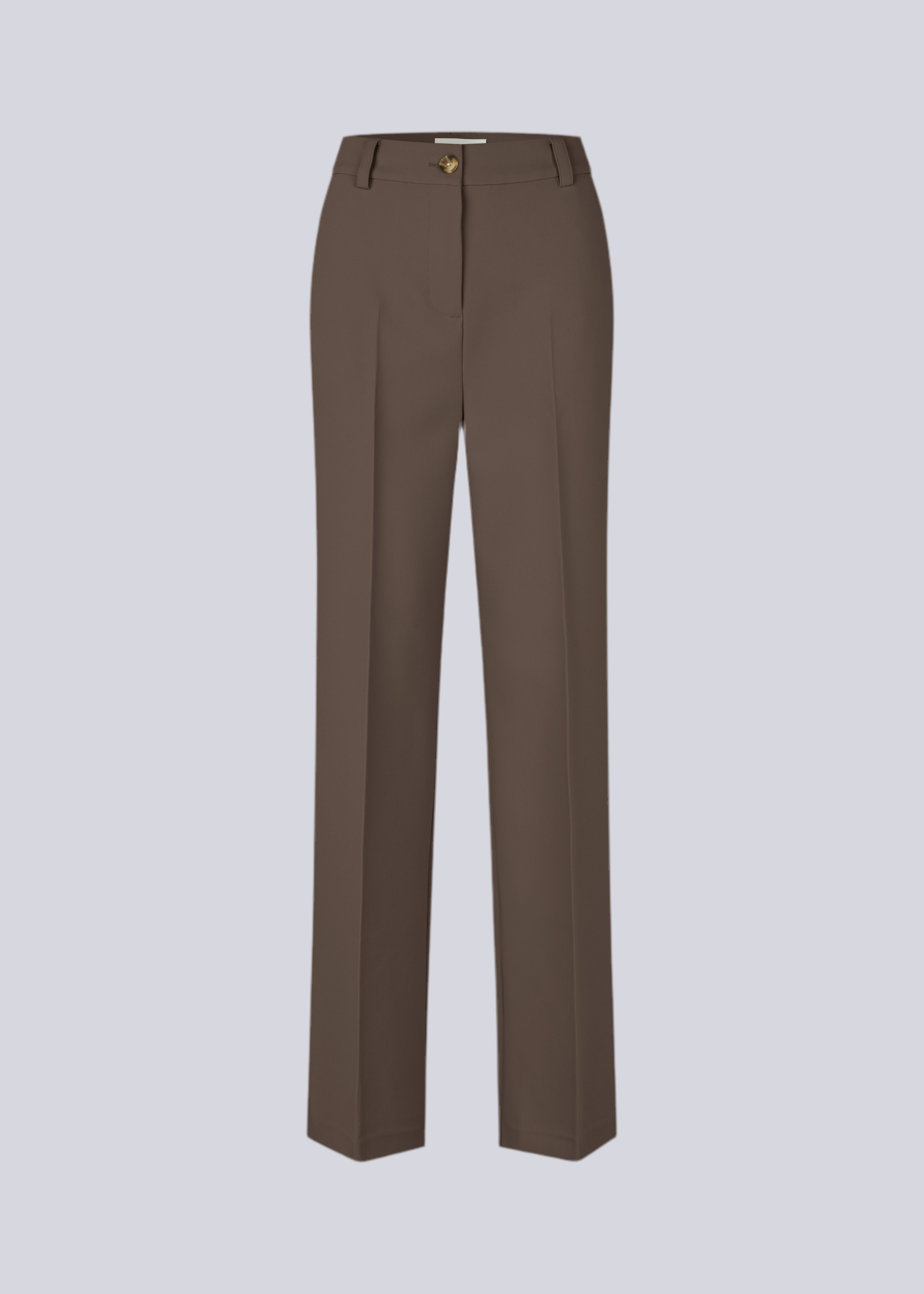 Gale pants i espresso brun, har et klassisk design. Buksen har lige, vide ben med pressefolder som skaber et elegant udtryk. 