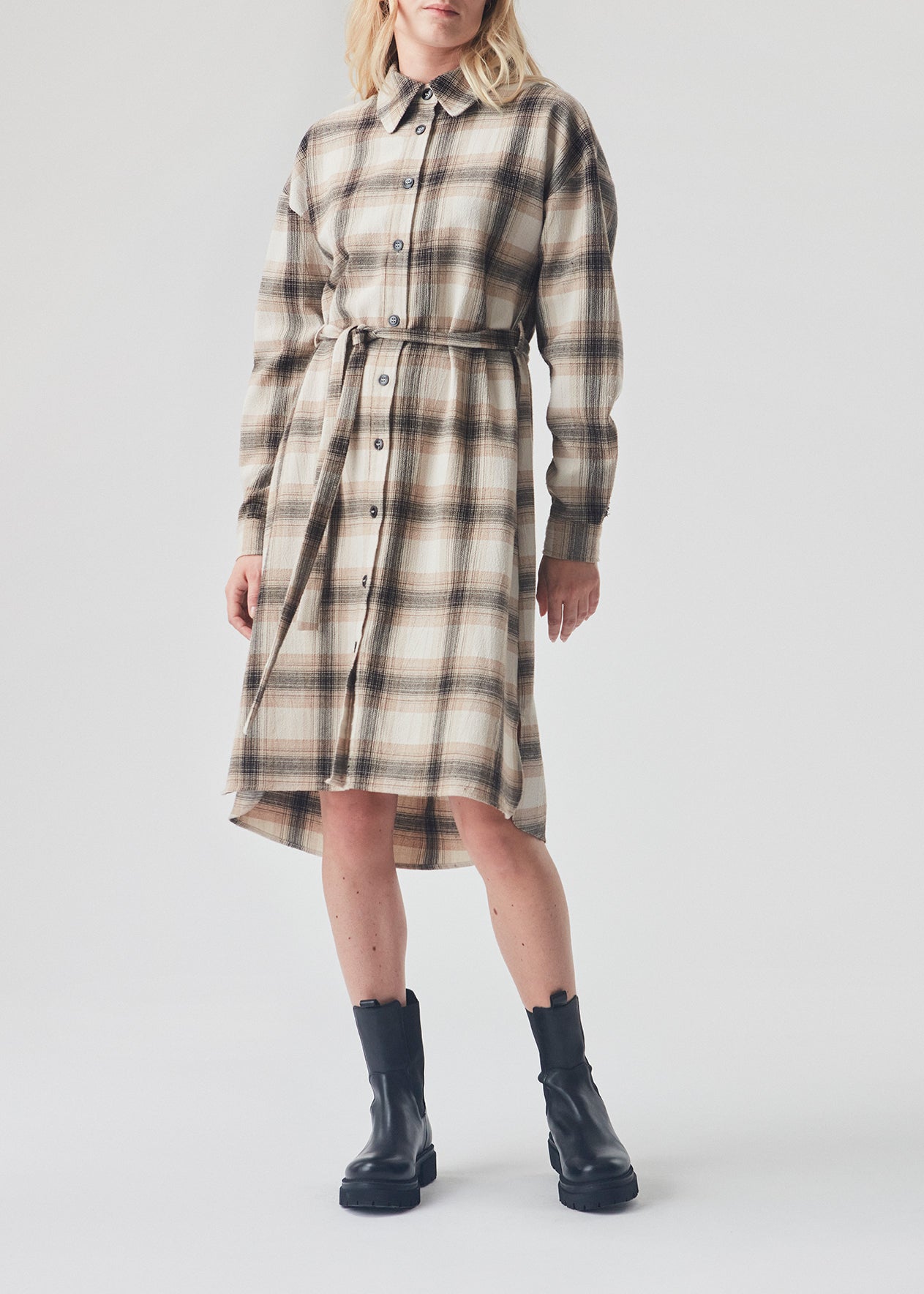 Modström Preloved Fred shirt dress - Camel check