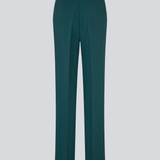 Mørkegrøn gale pants har et klassisk design. Buksen har lige, vide ben med pressefolder som skaber et elegant udtryk. Bukserne forlænges med 0,5 cm for hver størrelse.