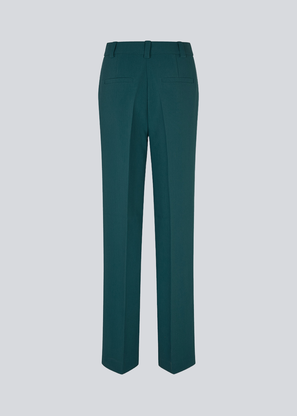 Mørkegrøn gale pants har et klassisk design. Buksen har lige, vide ben med pressefolder som skaber et elegant udtryk. Bukserne forlænges med 0,5 cm for hver størrelse.