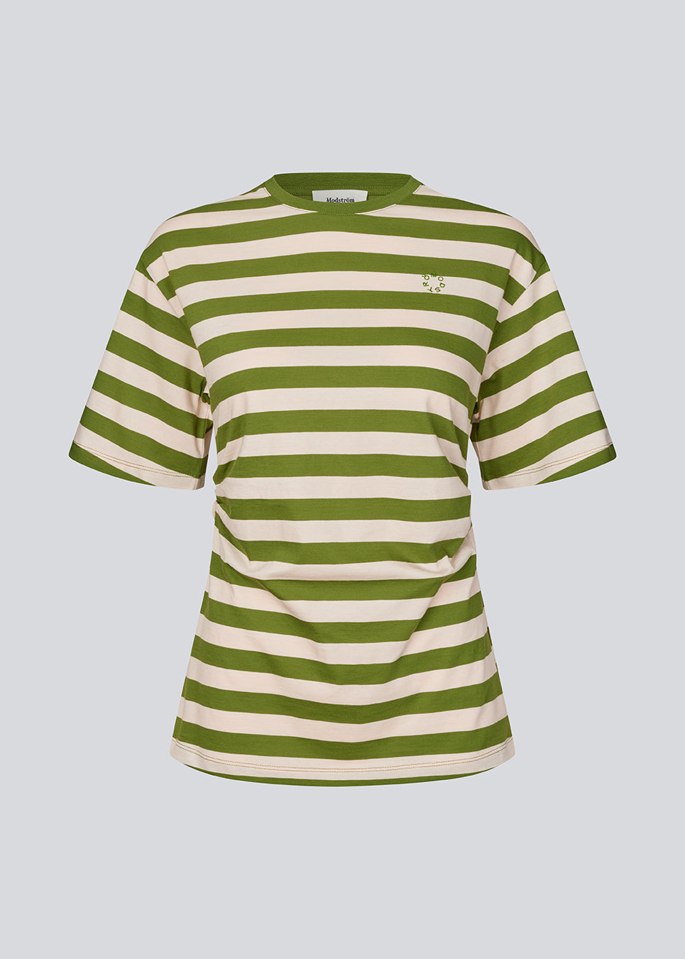 Figursyet stribet t-shirt med diskret brystlogo. Barneymd T-Shirt har korte, brede ærmer, rund halsudskæring og flatterende rynkesyninger i siden – en chic og sporty must-have til den stilrene garderobe.