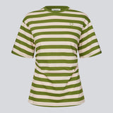 Figursyet stribet t-shirt med diskret brystlogo. Barneymd T-Shirt har korte, brede ærmer, rund halsudskæring og flatterende rynkesyninger i siden – en chic og sporty must-have til den stilrene garderobe.
