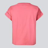 T-shirt i pink i økologisk bomuld med en smule kortere længde. BrazilMD short t-shirt har rund hals og opsmøgede ærmer.&nbsp;