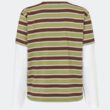 Denismd Contrast Tee er en lag-på-lag inspireret T-shirt, der kombinerer et stribet ribmateriale med kontrastærmer for et afslappet og moderne udtryk. Den løse pasform, runde halsudskæring og det broderede Modström-logo på brystet tilfører et sporty touch. Style den med jeans, cargo pants eller skræddersyede bukser for et casual hverdagslook.