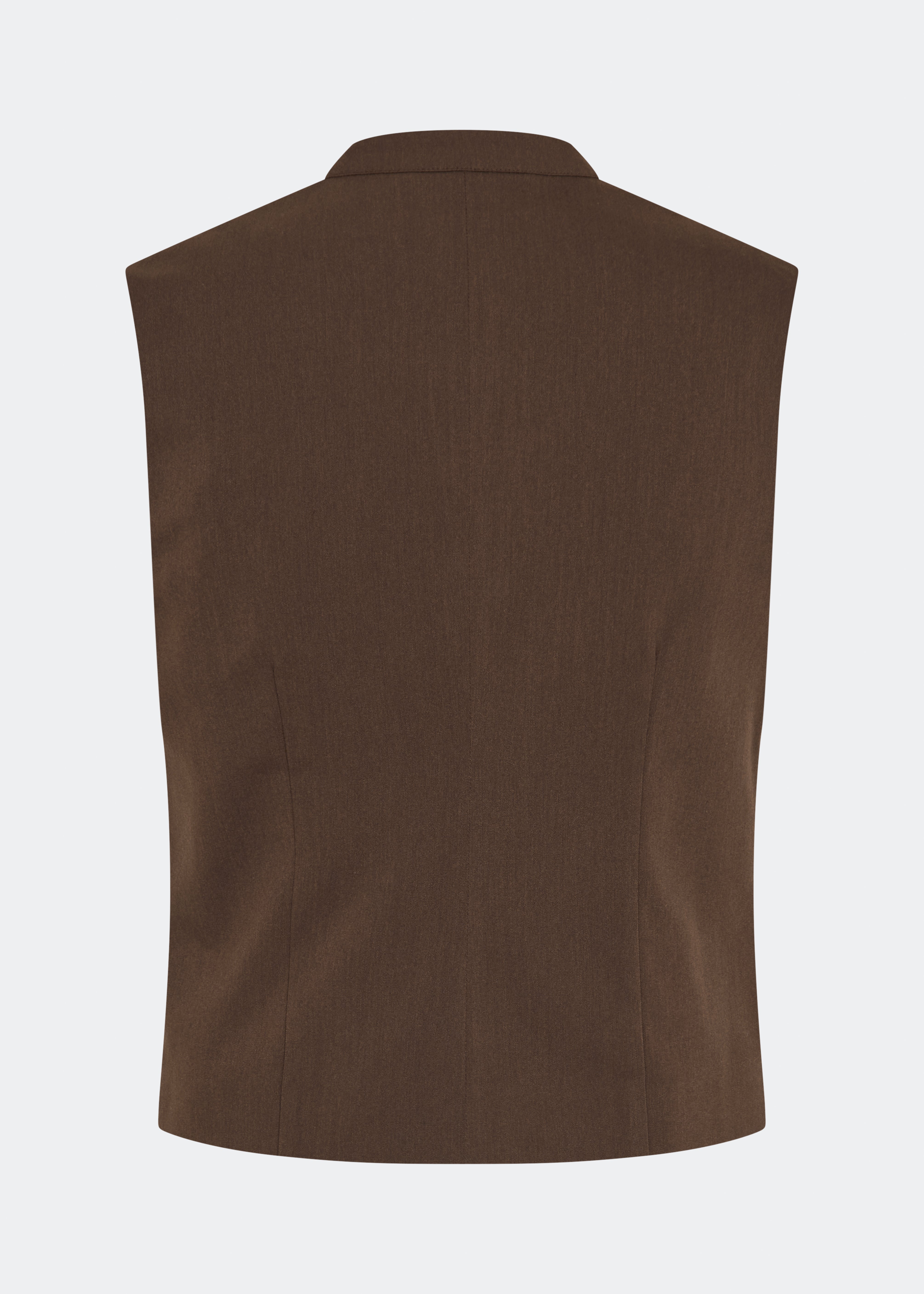 Dodomd Top er en elegant, ærmeløs top med en skarp silhuet og et moderne udtryk. Den høje hals med dekorative trykknapper og den skjulte frontlukning giver et rent, minimalistisk look, mens de figurskabende sømme fremhæver pasformen. Style den alene eller sammen med de matchende bukser for et sofistikeret sæt.