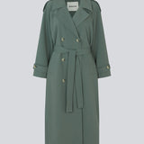 Oversized dobbeltradet trenchcoat med bindebånd i taljen. EvieMD jacket har lav skuldersøm og lange, brede ærmer med foer.
