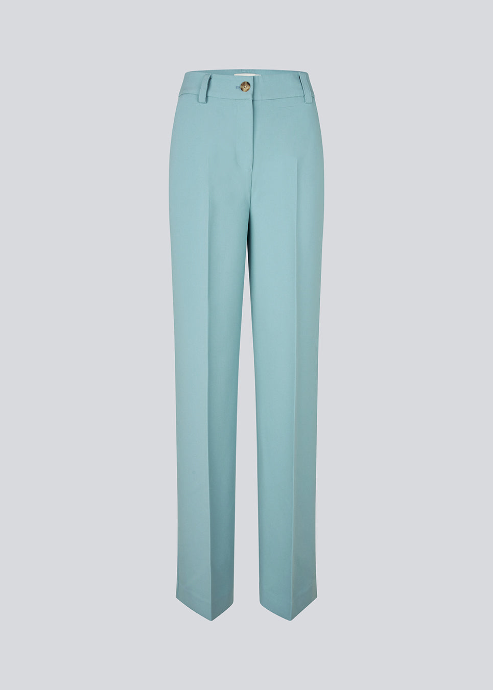 Gale pants i blå har et klassisk design. Buksen har lige, vide ben med pressefolder som skaber et elegant udtryk. Modellen er 175 cm og har en størrelse S/36 på.&nbsp;