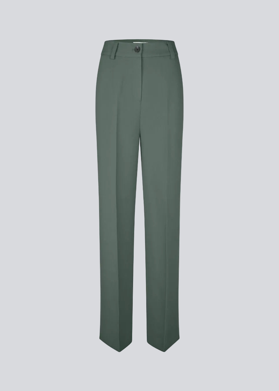 Gale pants i mørkegrøn har et klassisk design. Buksen har lige, vide ben med pressefolder som skaber et elegant udtryk. Modellen er 175 cm og har en størrelse S/36 på.&nbsp;