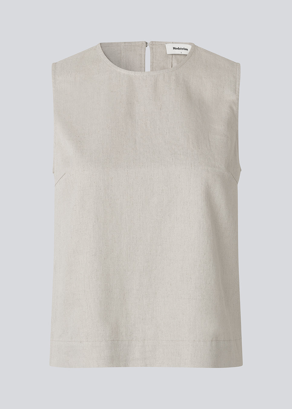Ærmeløs top i hør. GaleMD Linen Top har rund halsudskæring og hæktelukning i nakken. En let og elegant top, perfekt til både afslappede og stilfulde sommerlooks.