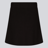 Sort strik-mininederdel/miniskirt i A-formet silhuet med høj talje med beklædt elastik. GalenMD skirt er fremstillet i økologisk bomuld.