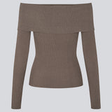 Ribstrikket top i stretchy kvalitet. GaryMD top har en tætsiddende facon med lange ærmer og off shoulder udskæring med ombukket detalje.