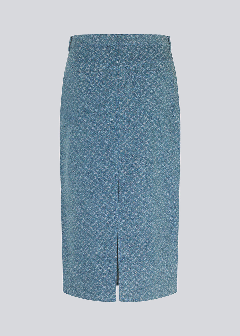 Midi denim nederdel fremstillet i strukturmønstret bomuld. HennesyMD skirt har mellemhøj talje med lynlåsgylp og knap, 5 lommer og slids bagpå. Modellen er 175 cm og har en størrelse S/36 på.