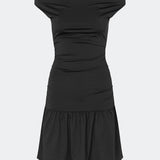 Off-shoulder kjole i en blød og stretchy kvalitet. HimaMD Flare Dress har en tætsiddende silhuet med bred, foldet halsudskæring, der kan bæres off-shoulder, draperede detaljer omkring taljen og et feminint skørt med flæsekant. Det figursyede design fremhæver silhuetten, mens den bløde kvalitet sikrer en komfortabel pasform.