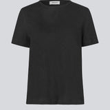 T-shirt i sort med normal pasform i blød kvalitet af bomuld og hør. HoltMD t-shirt har rund hals og korte ærmer.&nbsp;