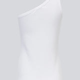 Lækker basic top i hvid i en blød bomuldsrib. Igor one shoulder top har en tætsiddende pasform med en enkelt asymetrisk strop og er perfekt at style til et sporty look. 
