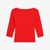 Tætsiddende T-shirt med bred bådudskæring og ærmer, der slutter lige under albuen. Igormd boatneck T-shirt er skabt i ribbet økologisk bomuld. Brug den med bukser med vide ben for at skabe balance i silhuetten, eller under tailoring.&nbsp;