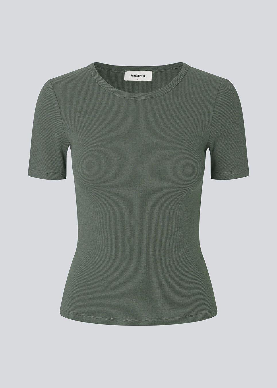 Lækker basic t-shirt i mørkegrøn i en blød bomuldsrib med stretch. Igormd short t-shirt har en tætsiddende pasform med korte ærmer.&nbsp;