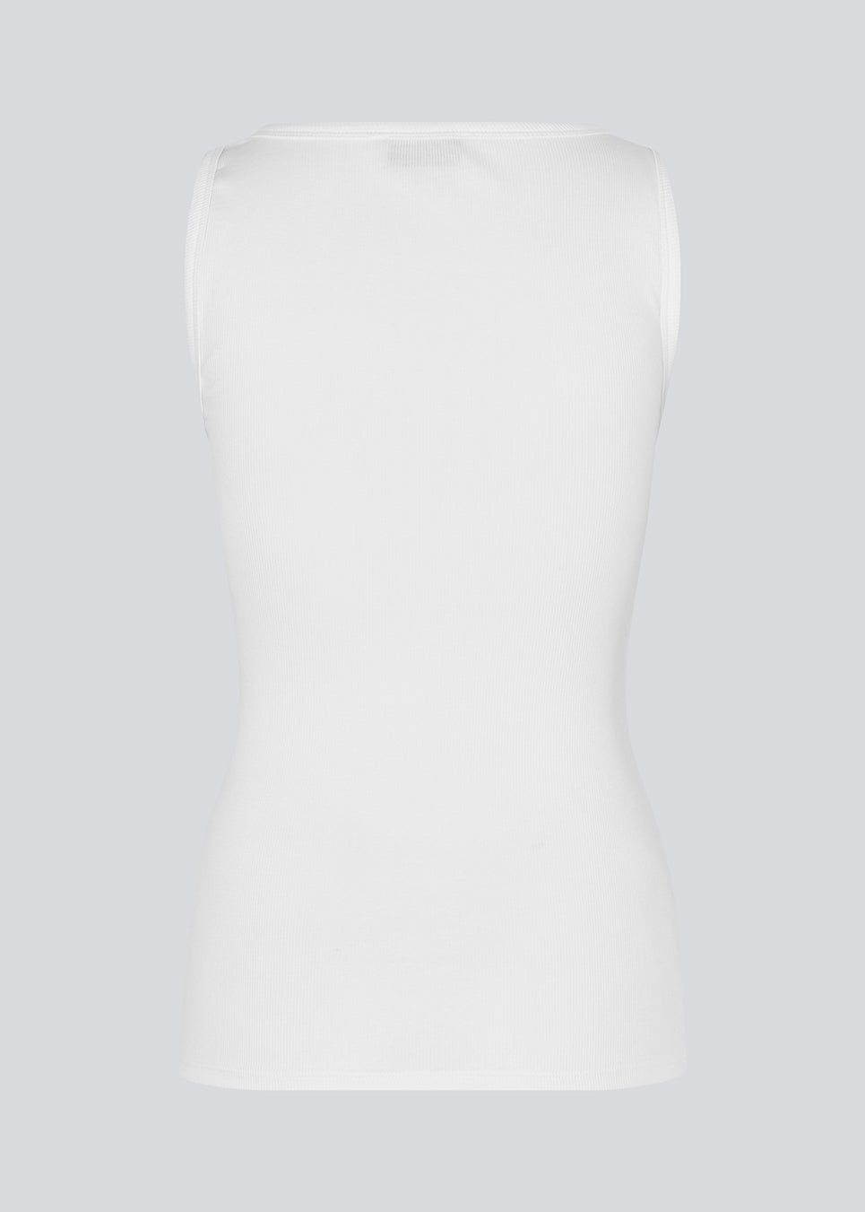 Ærmeløs hvid top i ribbed bomuldsjersey. Igormd tank top har en tætsiddende pasform og en rund halsudskæring.&nbsp;