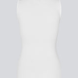 Ærmeløs hvid top i ribbed bomuldsjersey. Igormd tank top har en tætsiddende pasform og en rund halsudskæring.&nbsp;