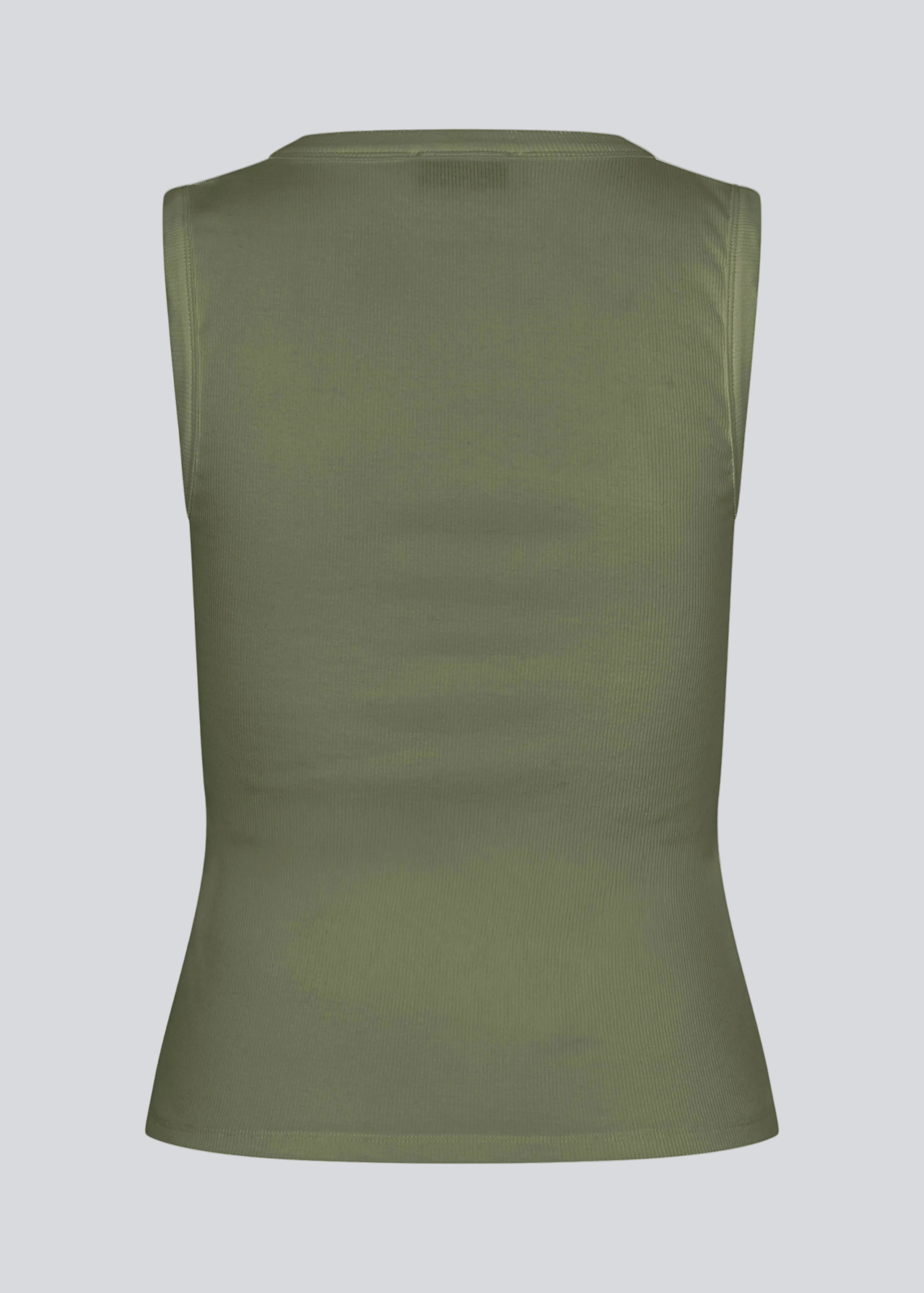 Ærmeløs grøn top i ribbed bomuldsjersey. Igormd tank top har en tætsiddende pasform og en rund halsudskæring. cropped pasform med lange ærmer.