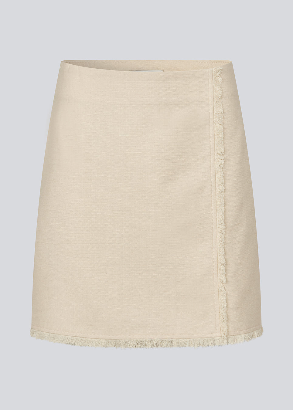 Kort nederdel i hørblanding. IngridMD skirt har en usynlig lynlås i siden og rå syninger i bunden og fortil.
