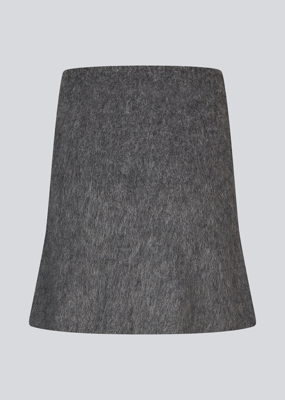Kort grå nederdel I blød strik. KaneD skirt har en løs pasform og elastik i taljen.