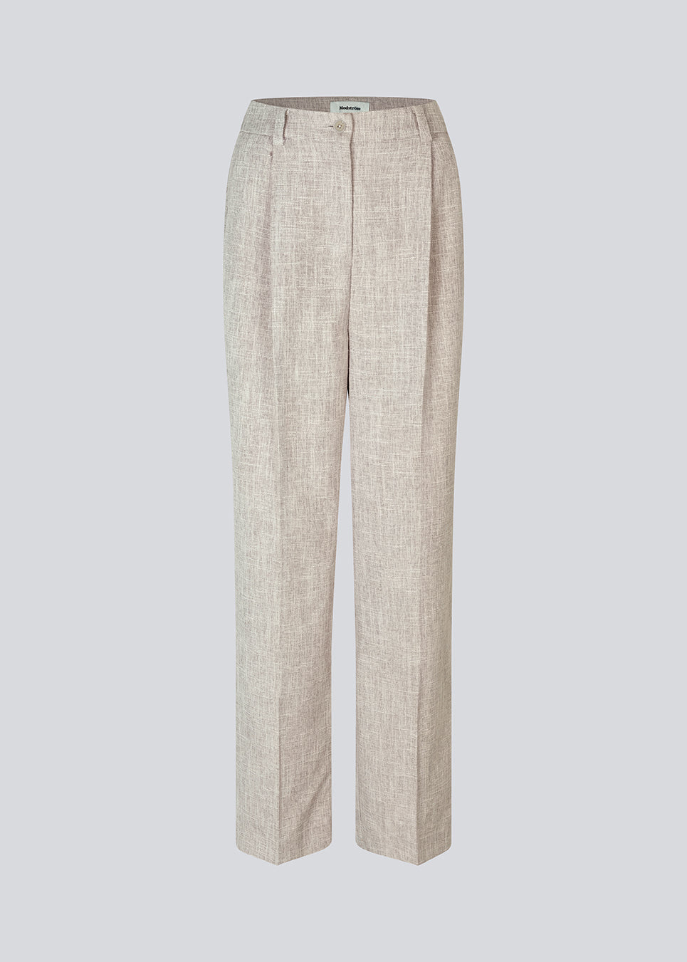 Vores meget populære Kiera jakkesæt er tilbage i en ny sommer-farve.
Habitbukser i beige melange i struktureret materiale med vide ben. KieraMD pants har en høj talje, lynlåsgylp og pressefolder, samt sidelommer og paspolerede baglommer.