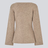 Glatstrikket cardigan med V-udskæring i 100% uld. KlaytonMD cardigan er figursyet, har lange brede ærme.