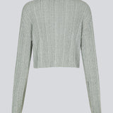 Strikket cardigan i metallisk materiale. KristenMD cardigan er sølv, har en løs pasform, en V-udskæring og er let cropped.