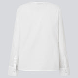 Langærmet bluse med wrap detalje. MalleMD shirt har brede ærmer, en lomme fortil og lukkes med et bindebånd i siden. 