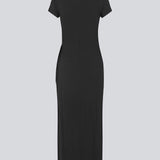 Lang kjole i jersey med en sløjfedetalje i siden. MarkMD dress har korte ærmer og en slids i siden.