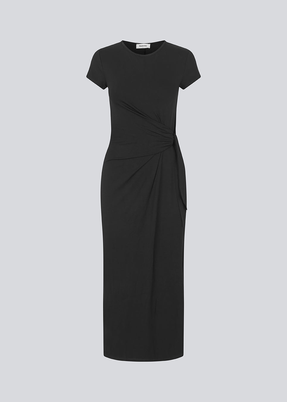 Lang kjole i jersey med en sløjfedetalje i siden. MarkMD dress har korte ærmer og en slids i siden.