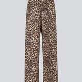 Bukser med vide ben i leo print. MoodMD print pants har sidelommer og elastik i taljen.